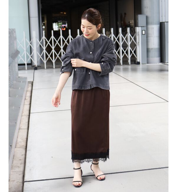 「パールボタンノーカラーデニムジャケット」|その他|