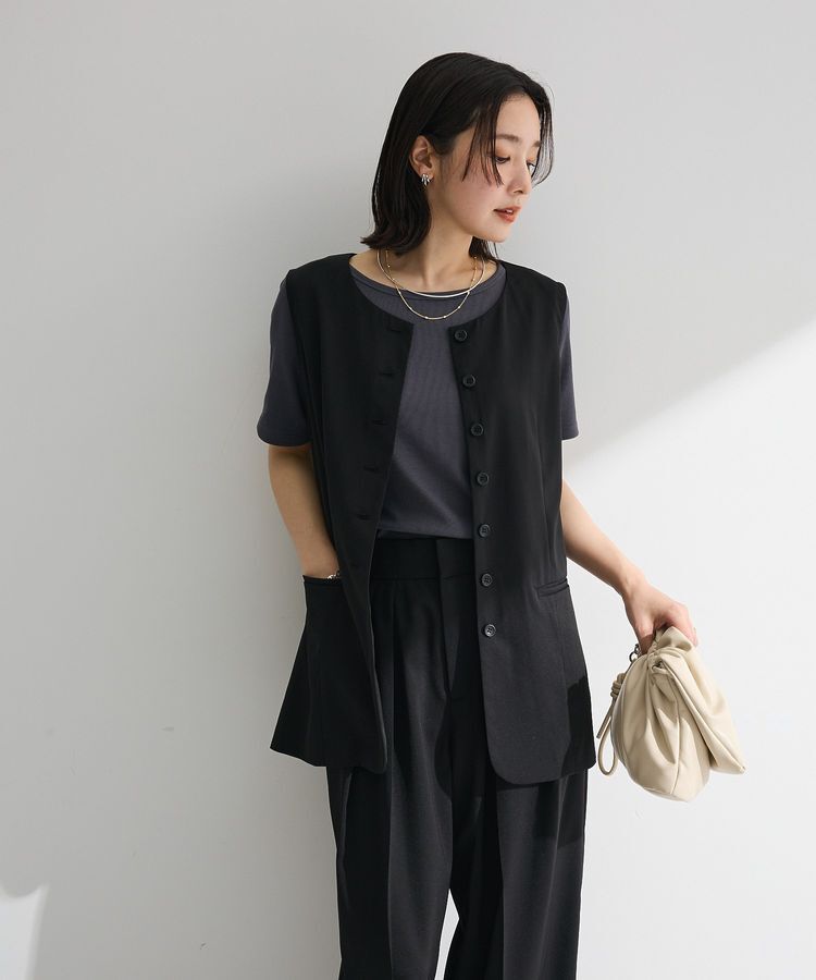 Green Parks「クルーネック多釦ジレ」|その他|Black