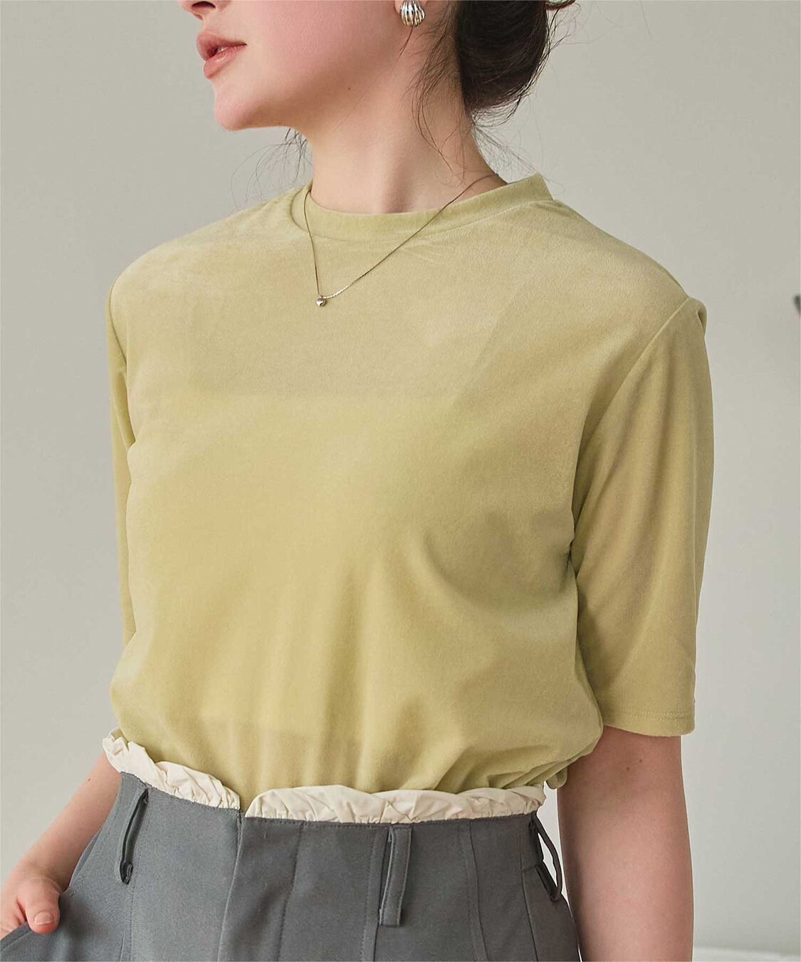titivate「シアーベロア半袖Tシャツ」|Tシャツ・カットソー|グリーン