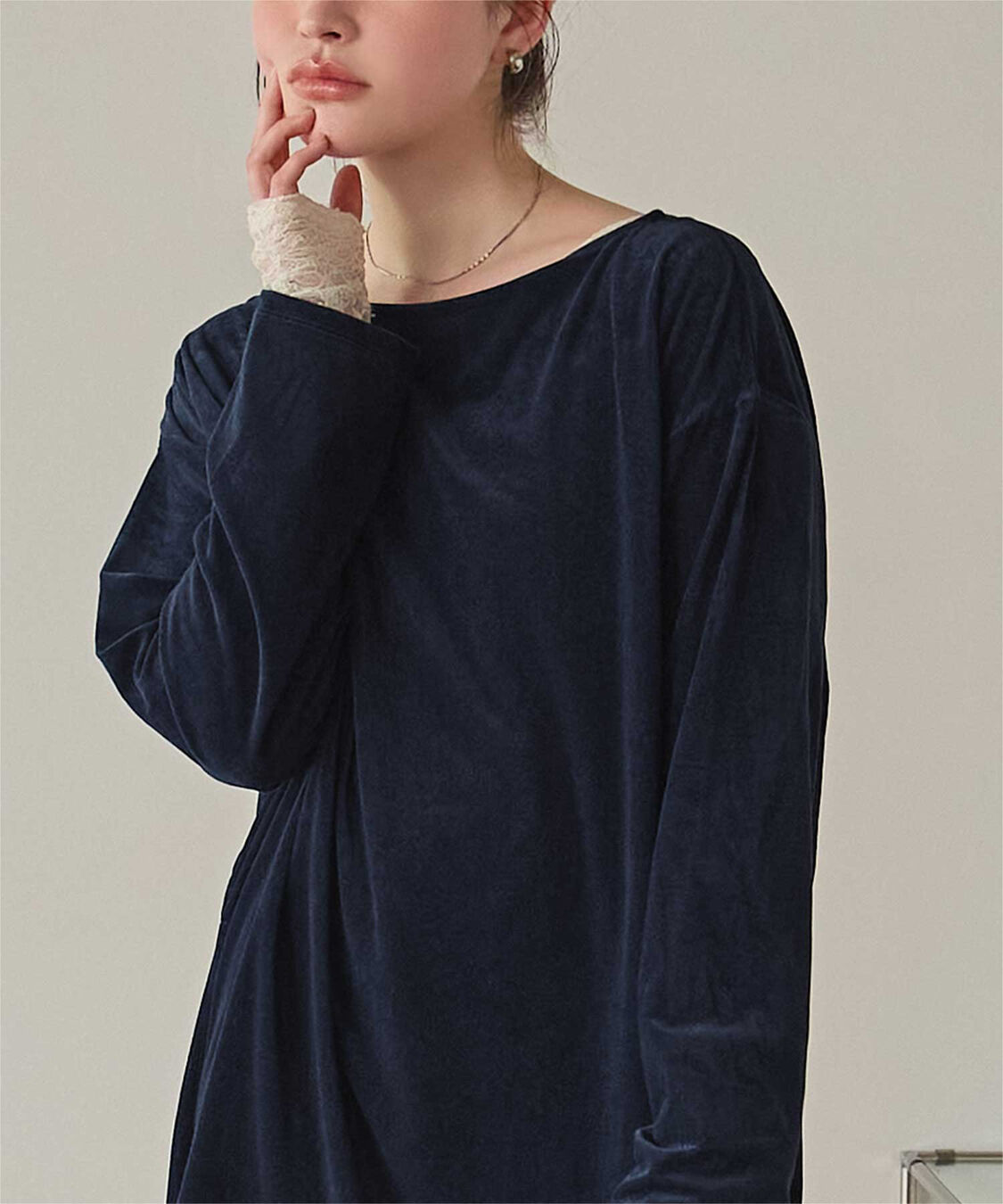 titivate「シアーベロアオーバーサイズロングTシャツ」|Tシャツ・カットソー|