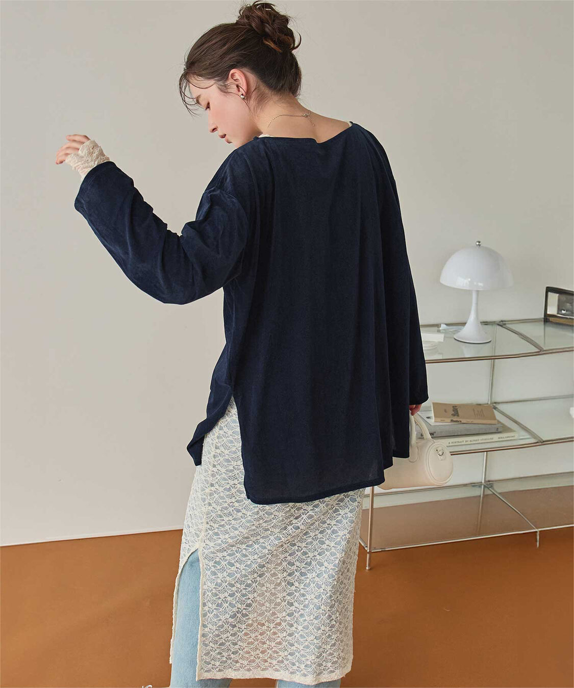 titivate「シアーベロアオーバーサイズロングTシャツ」|Tシャツ・カットソー|