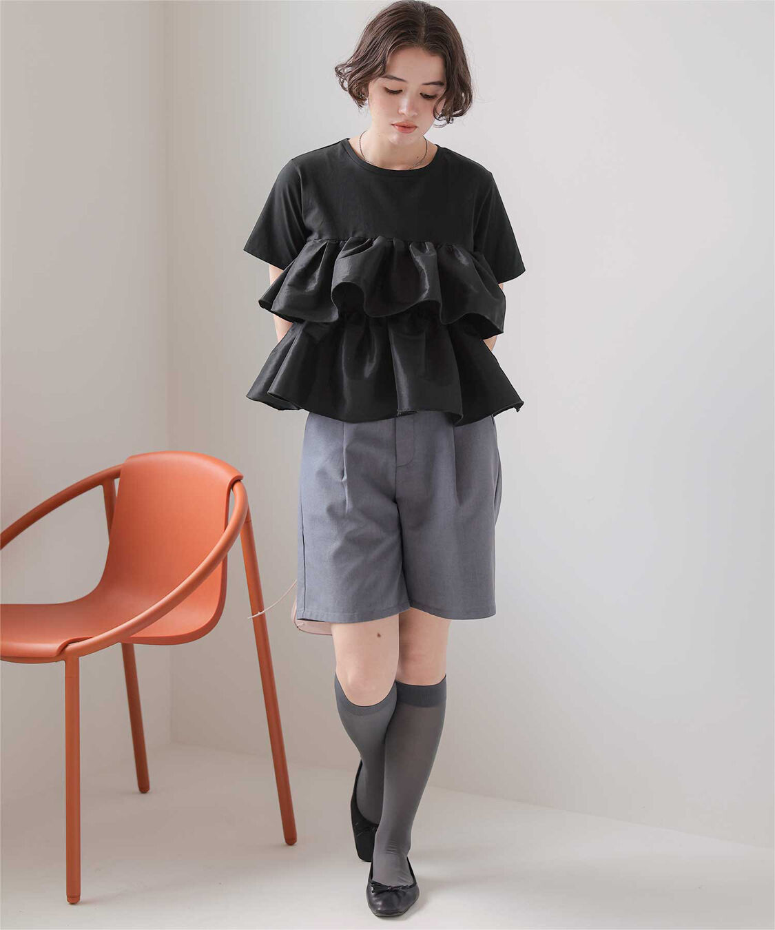 titivate「シャイニーティアードフリルトップス」|Tシャツ・カットソー|
