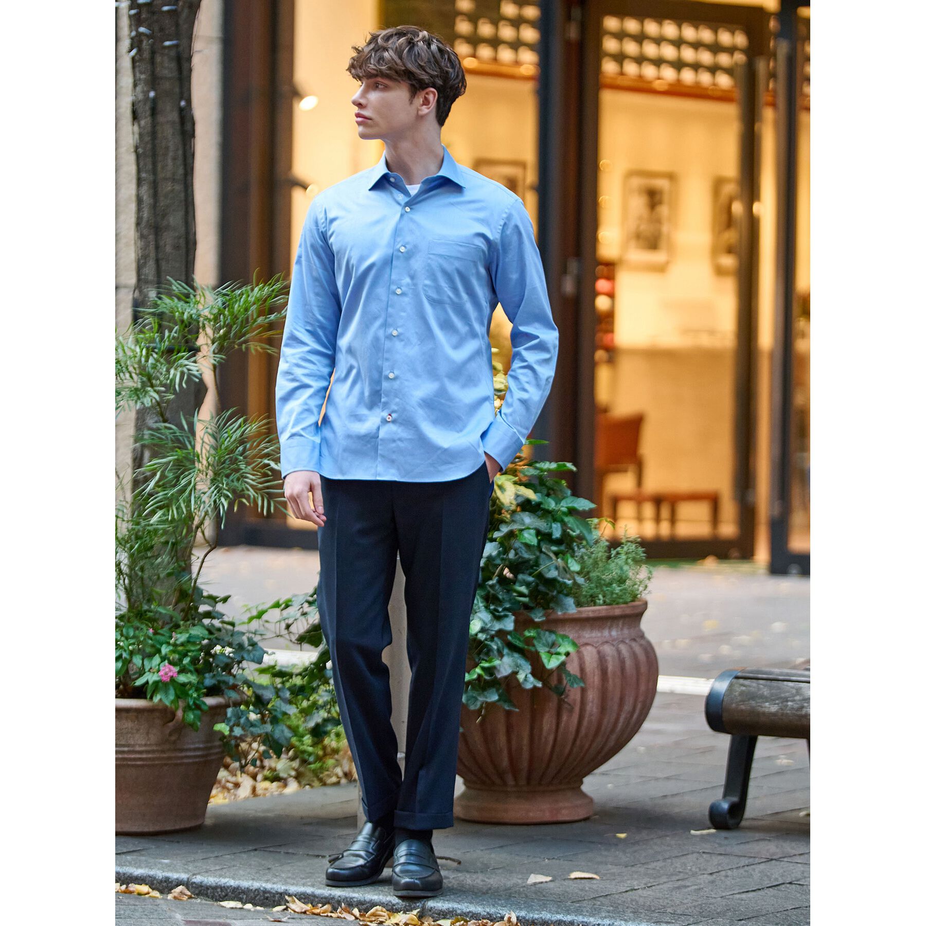 DRESSTERIOR「100／2 ワイドカラーシャツ」|シャツ・ブラウス|