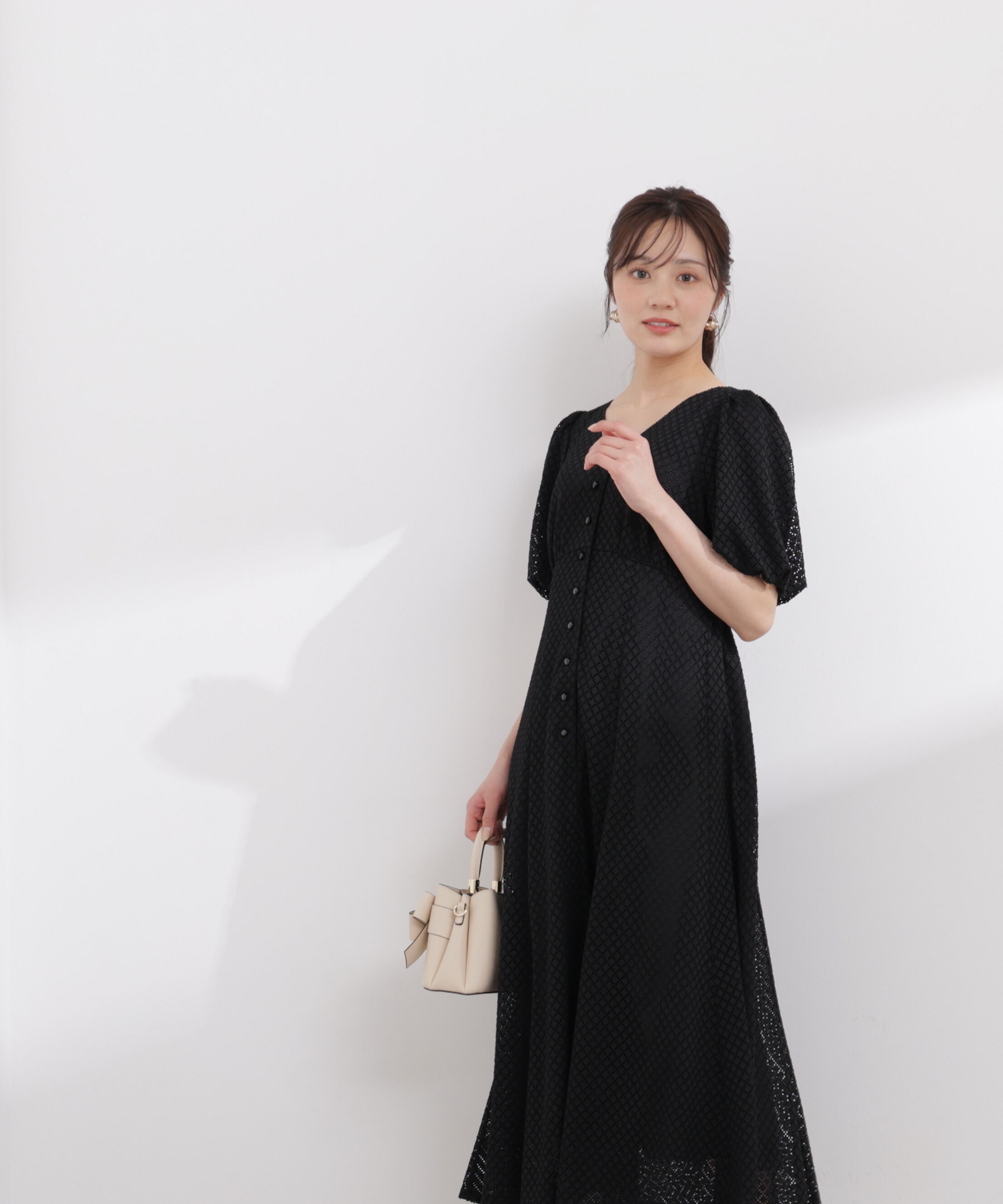 PROPORTION BODY DRESSING「パフスリーブフロント釦ワンピース 26SS」|ワンピース|ブラック