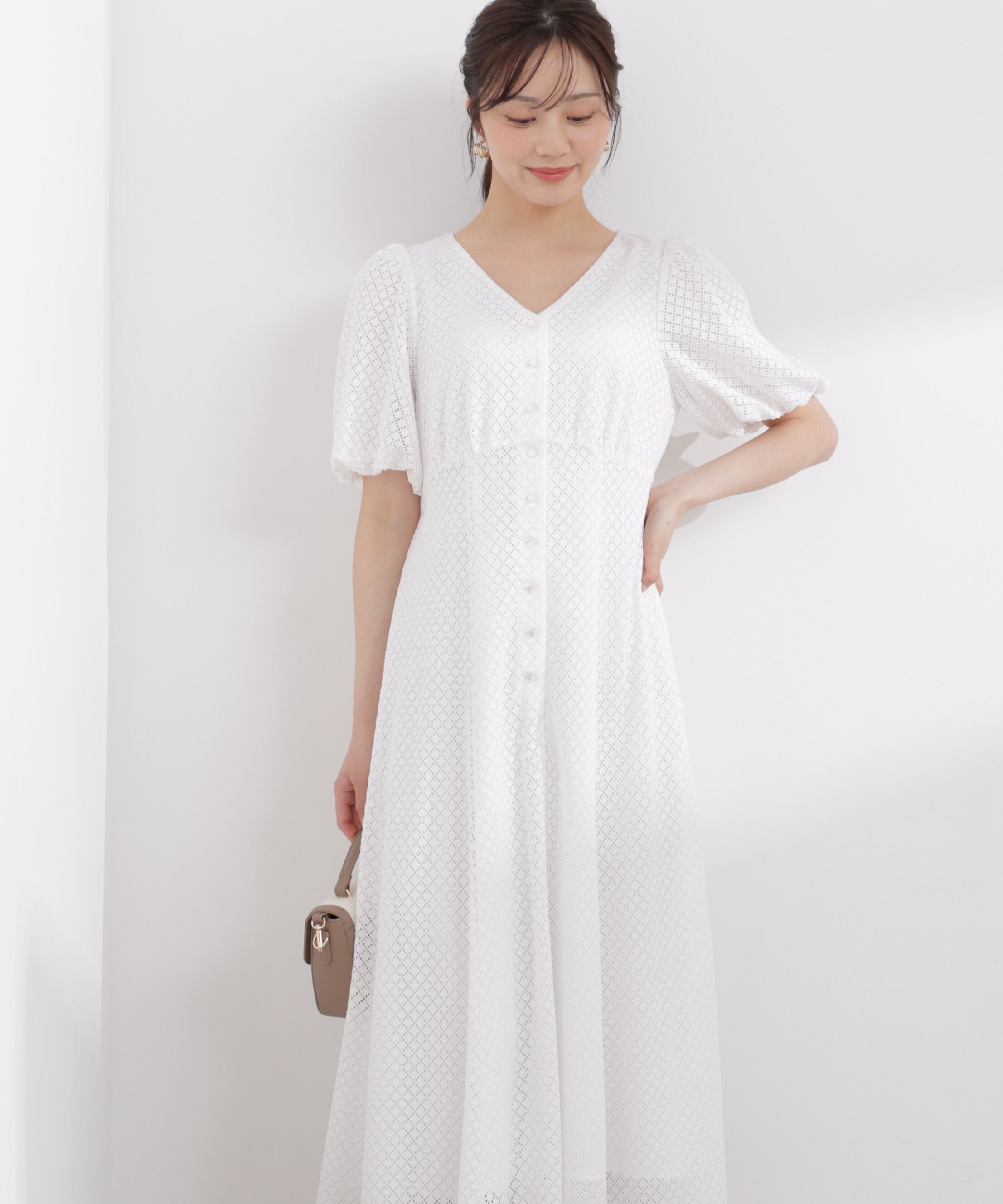 PROPORTION BODY DRESSING「パフスリーブフロント釦ワンピース 26SS」|ワンピース|