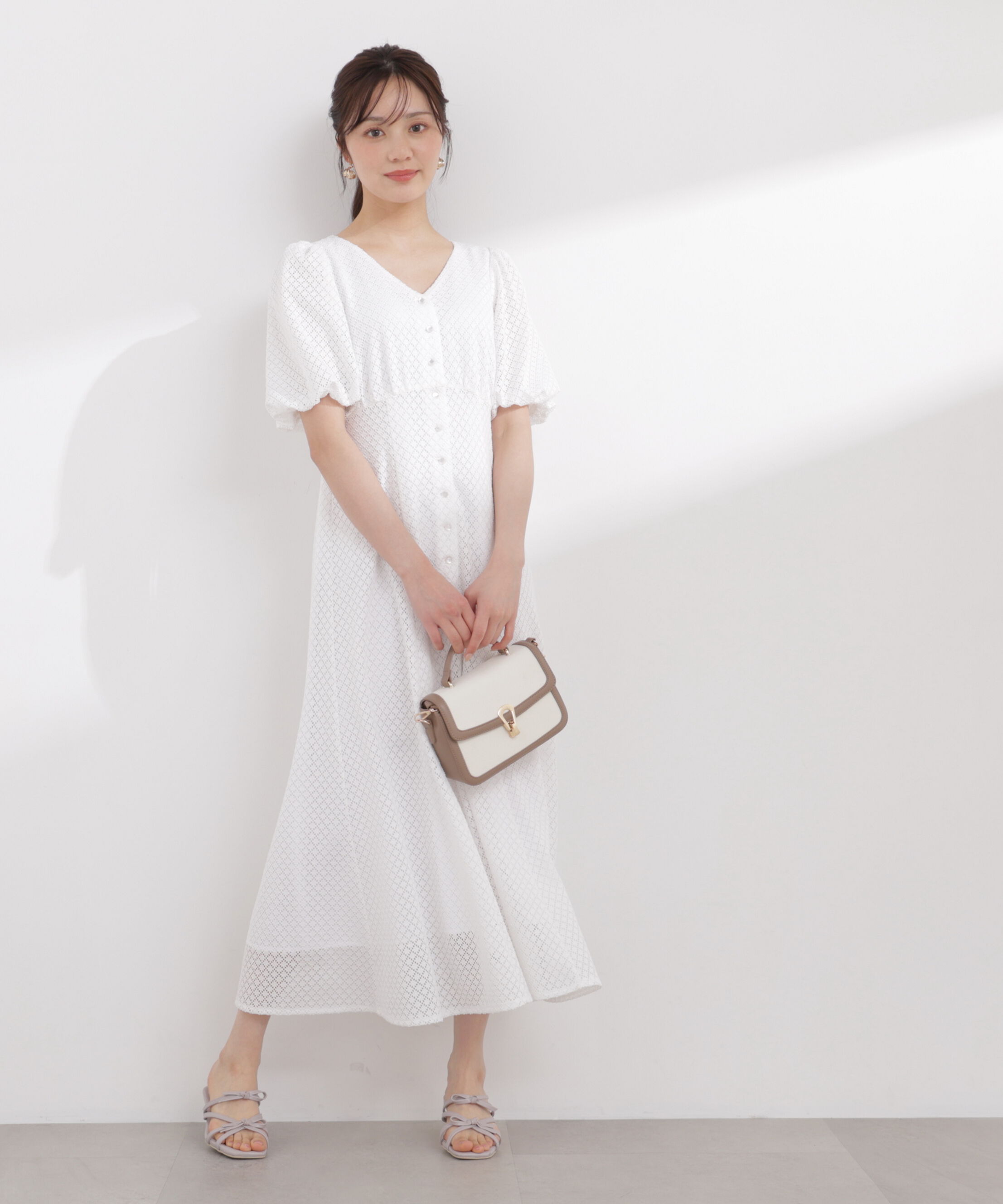 PROPORTION BODY DRESSING「パフスリーブフロント釦ワンピース 26SS」|ワンピース|