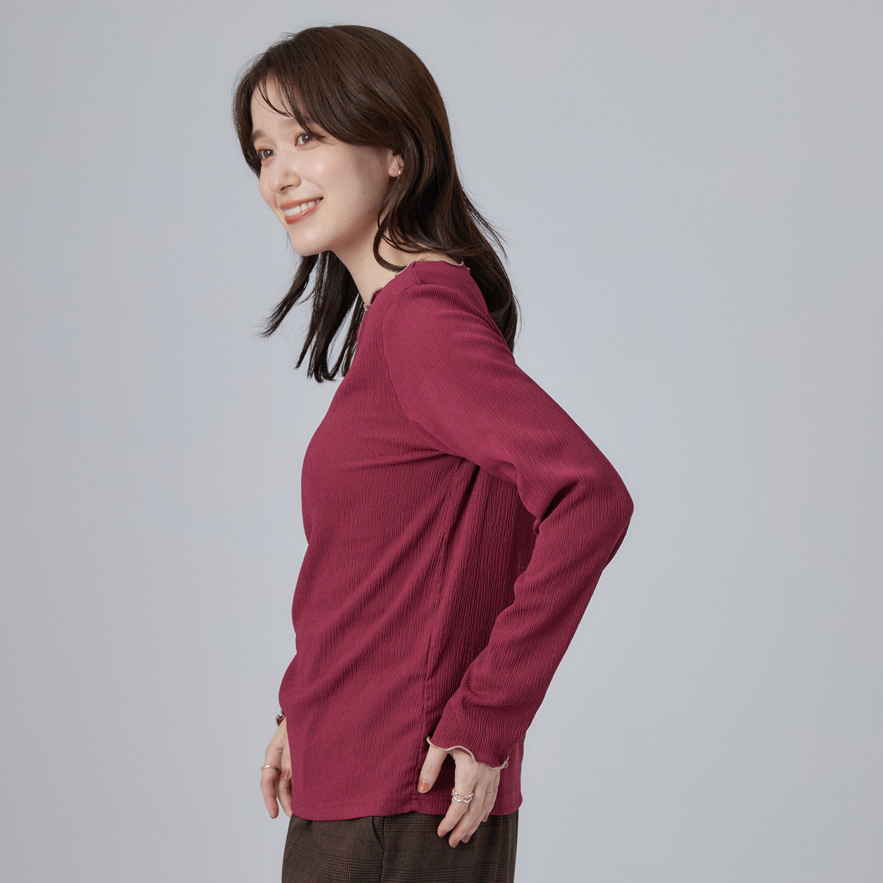 SHOO･LA･RUE「【洗濯機可】配色メロウで華やかに アソート楊柳トップス」|Tシャツ・カットソー|