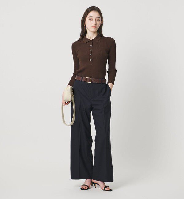 UNITED ARROWS「7分袖 シャツ コンビ ポロニット」|ニット・セーター|