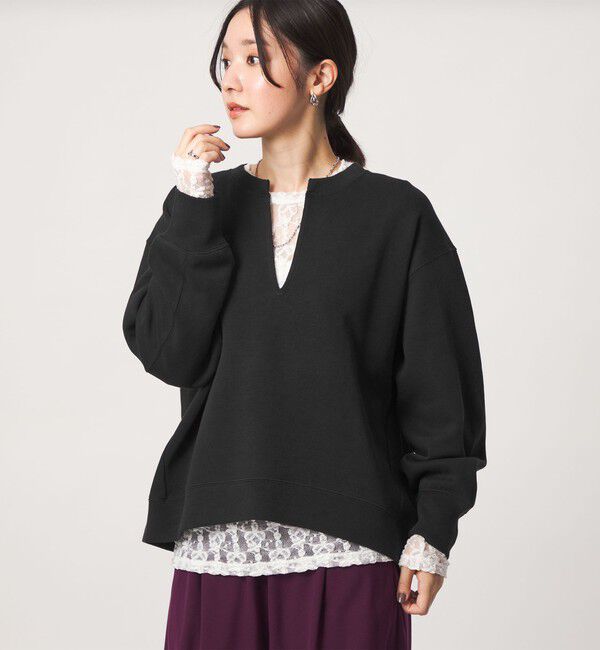 UNITED ARROWS green label relaxing「【WEB限定】＜at ease＞ダブルフェイス Vネック プルオーバー カットソー」|Tシャツ・カットソー|