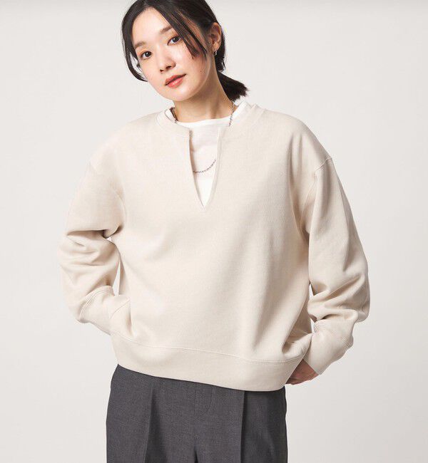 UNITED ARROWS green label relaxing「【WEB限定】＜at ease＞ダブルフェイス Vネック プルオーバー カットソー」|Tシャツ・カットソー|NATURAL