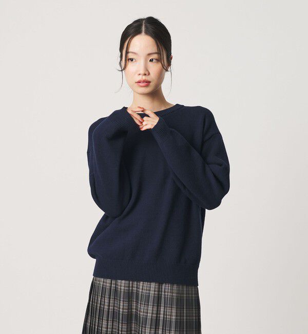 BEAUTY&YOUTH UNITED ARROWS「コットンブレンド バックタック ニットプルオーバー ウォッシャブル」|ニット・セーター|