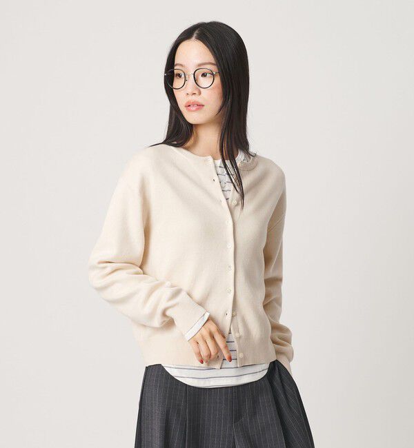 BEAUTY&YOUTH UNITED ARROWS「コットンウール スムース クルーネック カーディガン ウォッシャブル」|カーディガン|