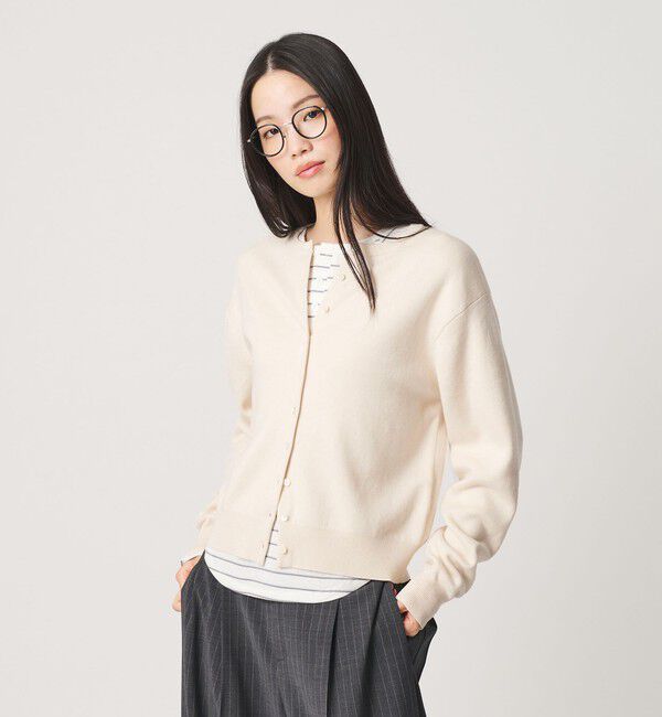 BEAUTY&YOUTH UNITED ARROWS「コットンウール スムース クルーネック カーディガン ウォッシャブル」|カーディガン|
