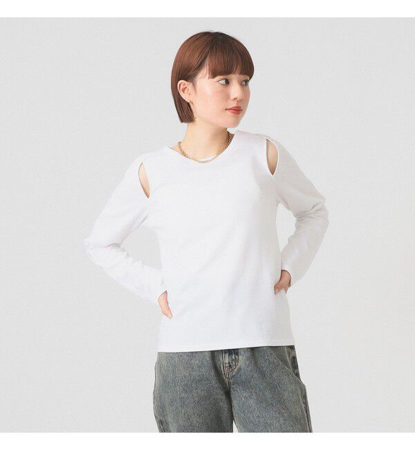 Ray BEAMS 「ショルダー オープン ロングスリーブ Tシャツ」|Tシャツ・カットソー|