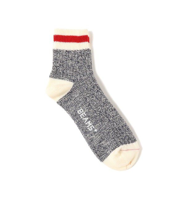 BEAMS PLUS「Rag Socks1/4」|ソックス|NAVY(LINE:RED)