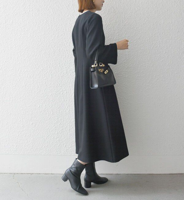 SHIPS any「【WEB限定】〈洗濯機可能〉ダブルクロス ウエスト タック Aライン ワンピース ［NAVY BLUE］」|ワンピース|