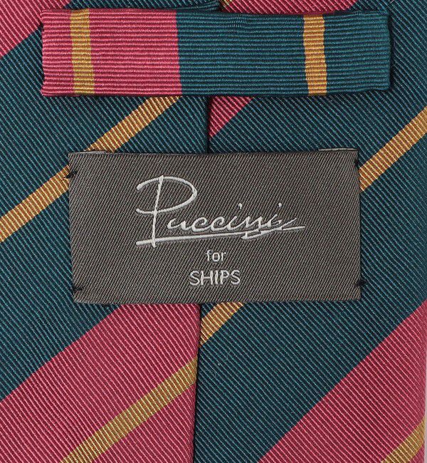 SHIPS「Puccini: シルク/コットン カラー レジメンタル ストライプ ネクタイ」|ネクタイ・蝶ネクタイ|