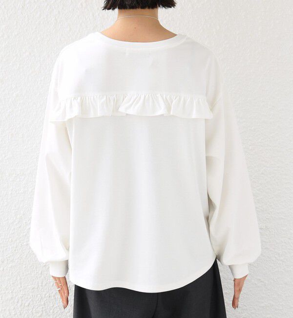 SHIPS for women「《予約》【WEB限定】〈洗濯機可能〉オーガニックコットン フリル ロングスリーブ TEE」|Tシャツ・カットソー|