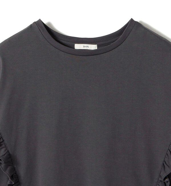 SHIPS for women「《予約》【WEB限定】〈洗濯機可能〉オーガニックコットン フリル ロングスリーブ TEE」|Tシャツ・カットソー|