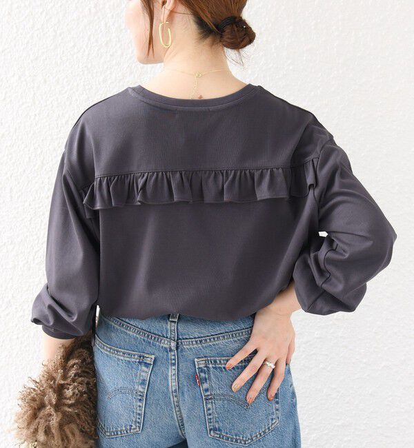 SHIPS for women「《予約》【WEB限定】〈洗濯機可能〉オーガニックコットン フリル ロングスリーブ TEE」|Tシャツ・カットソー|