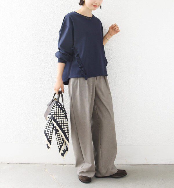 SHIPS for women「《予約》【WEB限定】〈洗濯機可能〉オーガニックコットン フリル ロングスリーブ TEE」|Tシャツ・カットソー|