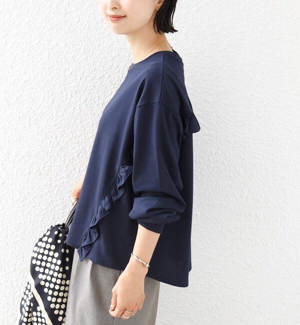 SHIPS for women「《予約》【WEB限定】〈洗濯機可能〉オーガニックコットン フリル ロングスリーブ TEE」|Tシャツ・カットソー|