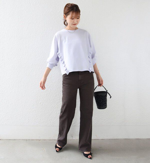 SHIPS for women「《予約》【WEB限定】〈洗濯機可能〉オーガニックコットン フリル ロングスリーブ TEE」|Tシャツ・カットソー|