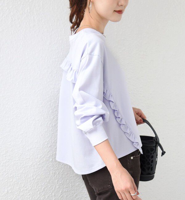 SHIPS for women「《予約》【WEB限定】〈洗濯機可能〉オーガニックコットン フリル ロングスリーブ TEE」|Tシャツ・カットソー|