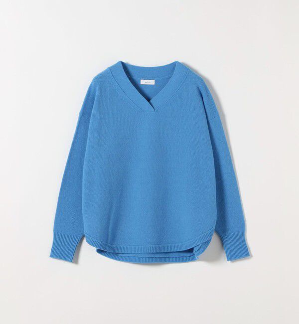 SHIPS any「《予約》〈手洗い可能〉AQUA カシミヤ ミックス Vネック ラウンドヘム プルオーバー ニット」|ニット・セーター|