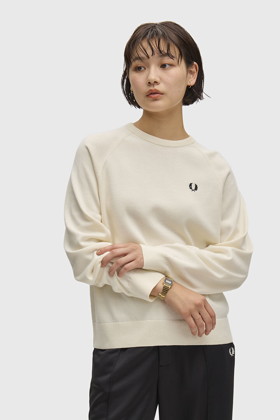 FRED PERRY 「FRED PERRY／Crew Neck Jumper／ロゴクルーネックニット」|Tシャツ・カットソー|ECRU