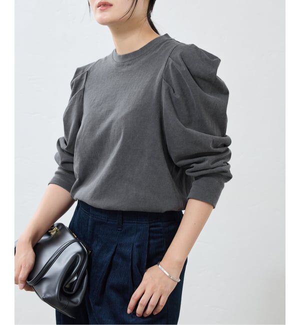 IENA「ywy/ワイワイ 別注 TUCK SLEEVE TOPS EX カットソー TUCK SLV VNTG」|Tシャツ・カットソー|グレー
