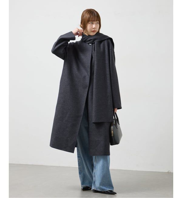 journal standard L'essage「HARRIS WHARF LONDON Women scarf coat light pressed wool コート」|その他|