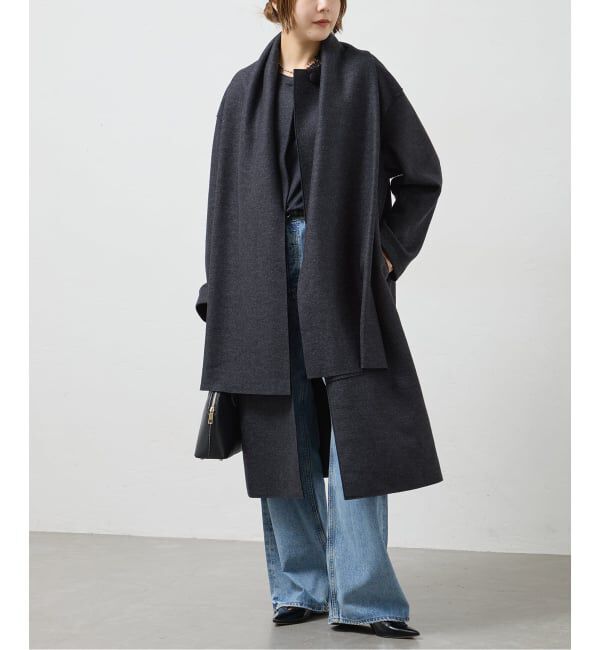 journal standard L'essage「HARRIS WHARF LONDON Women scarf coat light pressed wool コート」|その他|