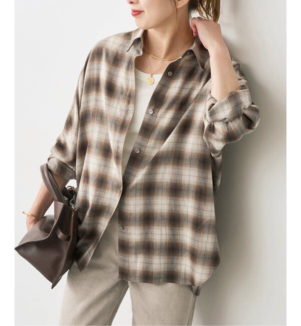 Spick and Span「ソフトオンブレチェックシャツ」|シャツ・ブラウス|ブラウン