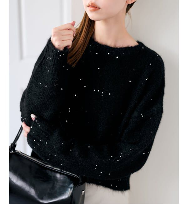 U by SPICK&SPAN「《予約》スパンコールクルーニット」|ニット・セーター|