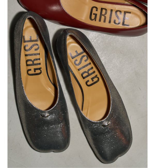 GRISE「《追加 / WEB+一部店舗限定》GRISE3cmレザーCURVYバレリーナ」|バレエシューズ|シルバー