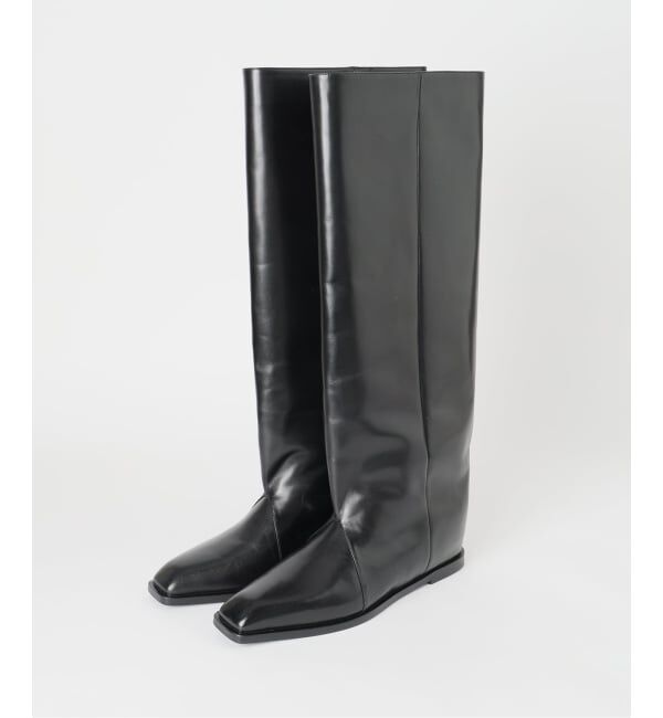 GRISE「《予約/WEB+一部店舗限定》GRISEレザースクエアワイドシャフトロングブーツ」|ロングブーツ|