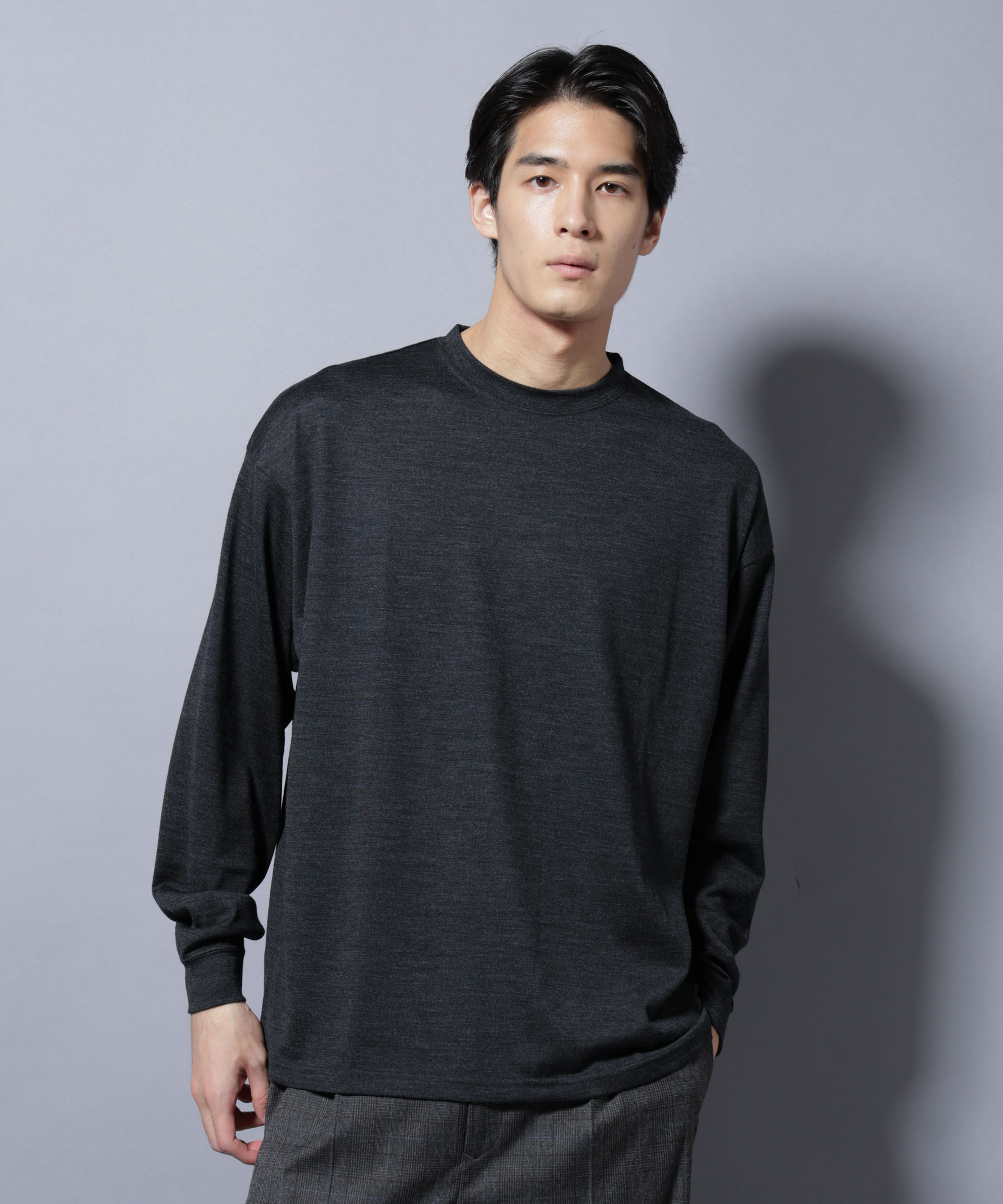 nano･universe「MIYATA&times;NANO JAPAN MADE 100%WOOL Tシャツ」|Tシャツ・カットソー|チャコール3