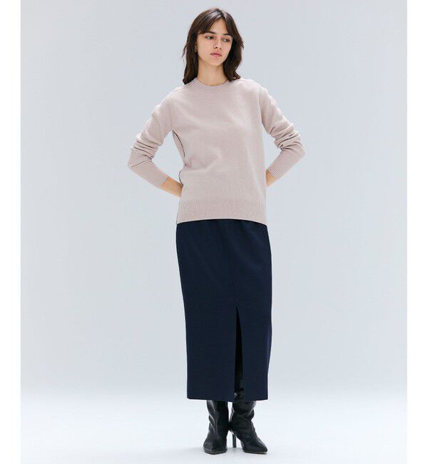 BEIGE,「【洗える】POMPE / ウールカシミヤ配色ラインクルーネックニット」|ニット・セーター|