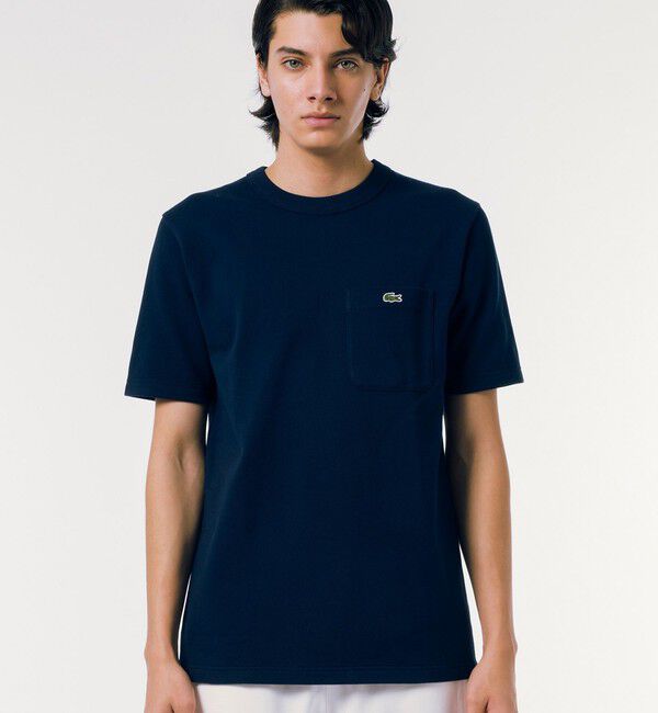 LACOSTE「鹿の子地ポケット半袖Tシャツ」|Tシャツ・カットソー|ネイビー