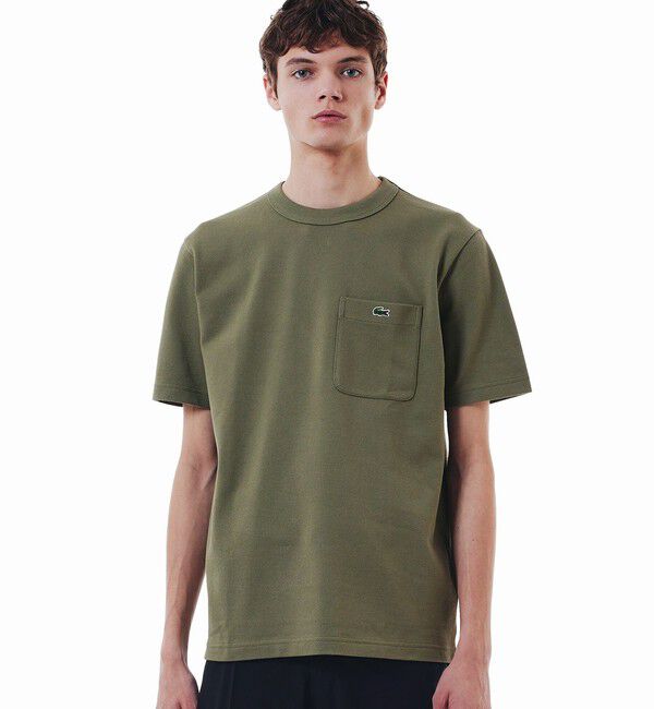 LACOSTE「鹿の子地ポケット半袖Tシャツ」|Tシャツ・カットソー|カーキ