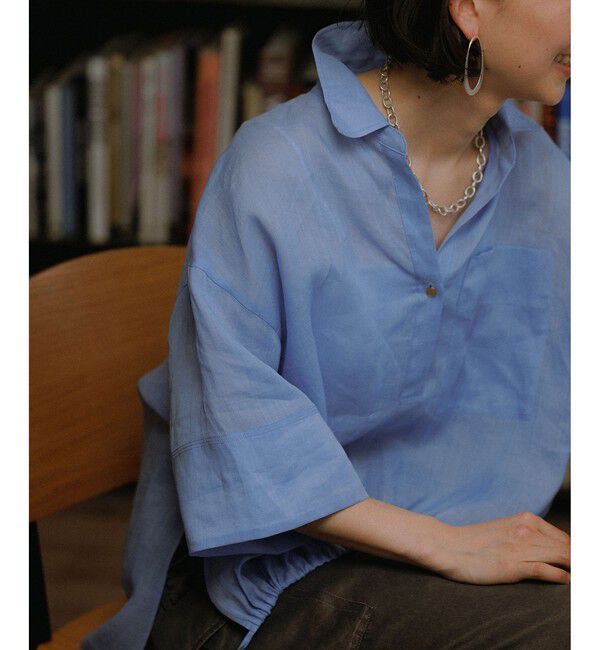 SALON adam et rope'「ペーパーリネンハーフスリーブニュアンスシャツ」|シャツ・ブラウス|