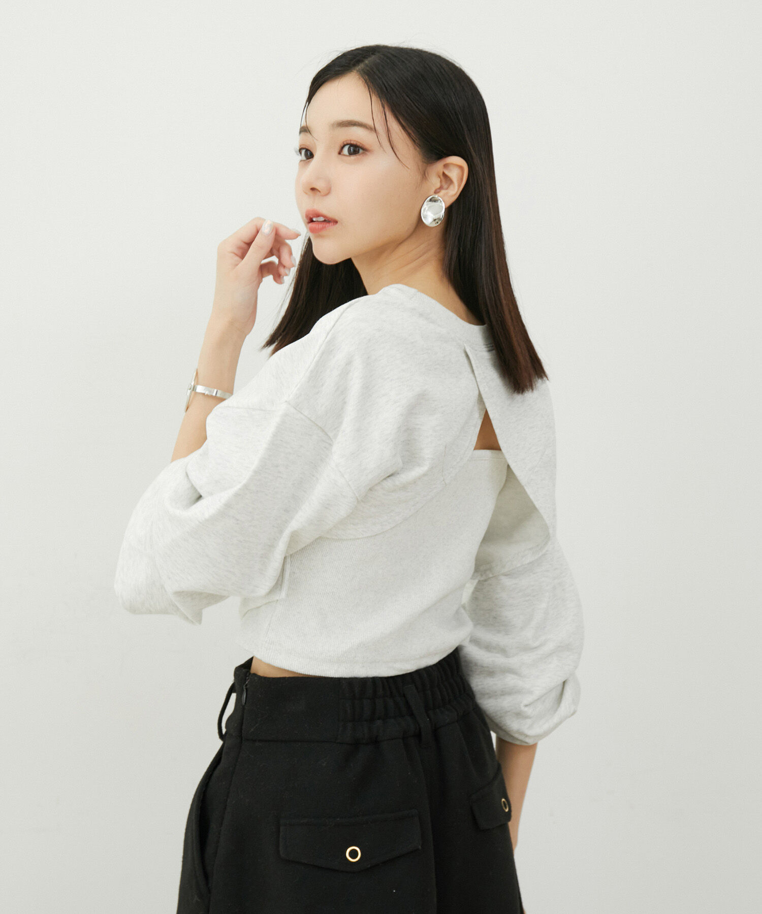 VIS「リブキャミ付きミニ裏毛短丈トップスセット」|スウェット・ジャージ|