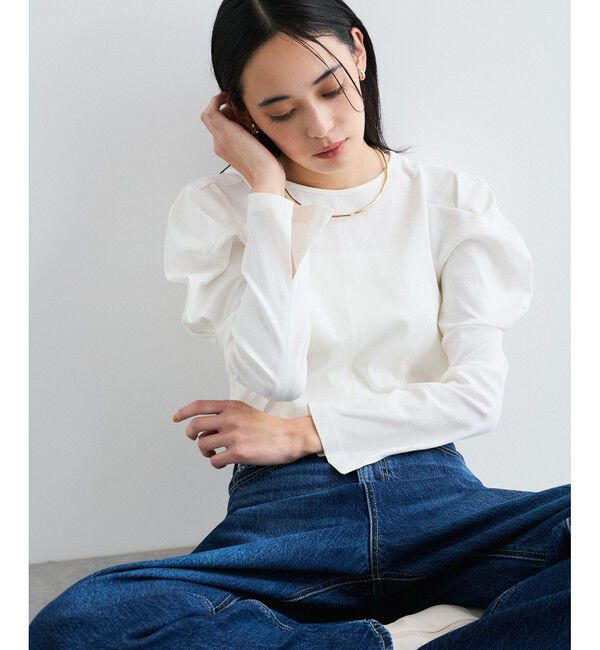 VIS「【洗える】タックボリュームスリーブカットソー」|Tシャツ・カットソー|