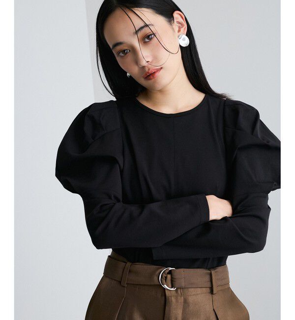 VIS「【洗える】タックボリュームスリーブカットソー」|Tシャツ・カットソー|