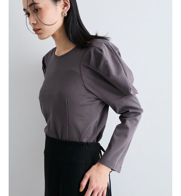 VIS「【洗える】タックボリュームスリーブカットソー」|Tシャツ・カットソー|グレー