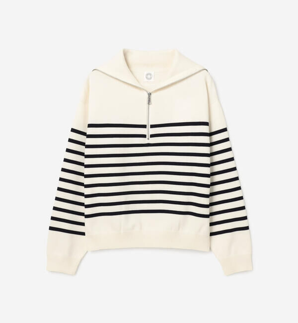 ORCIVAL「ORCIVAL | プレーティング ストライプセーラ―カラープルオーバー WOMEN」|ニット・セーター|ECRU系1