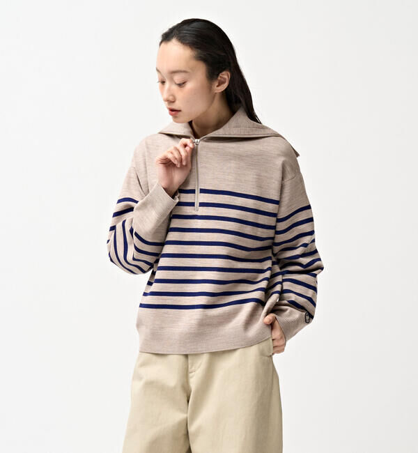 ORCIVAL「ORCIVAL | プレーティング ストライプセーラ―カラープルオーバー WOMEN」|ニット・セーター|