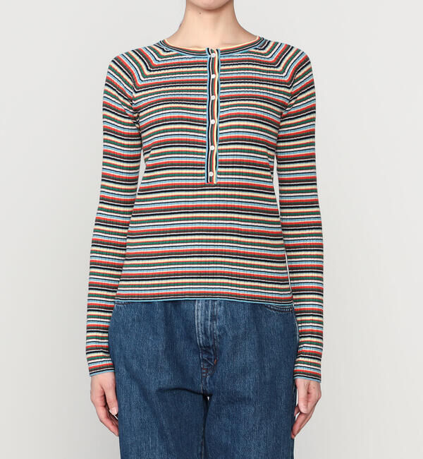  「RYE TENDER | コットンカシミア ヘンリーネックプルオーバー WOMEN」|ニット・セーター|