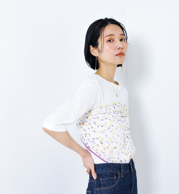 collex「Petals dance scarf 水彩フラワープリント大判スカーフ 88cm」|バンダナ・スカーフ|